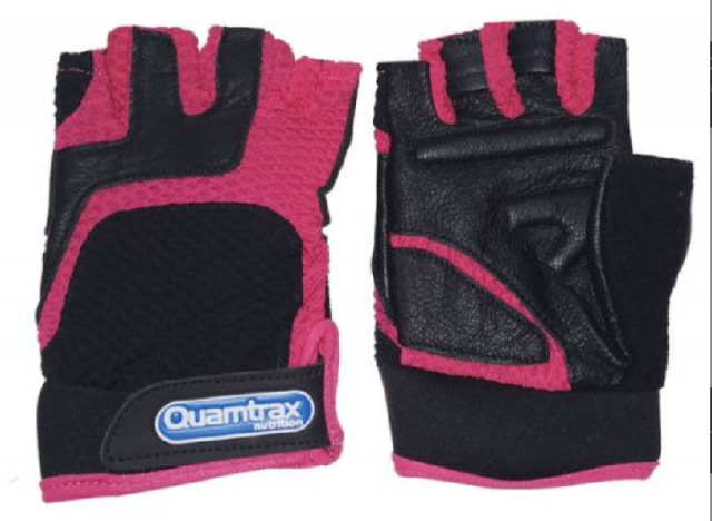 QUAMTRAX FITNESS GLOVES LEATHER BLACK- PINK S