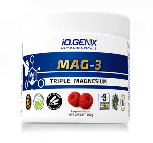 IOGENIX MAG-3 TRIPLE MAGNESIUM 250G. RASPBERRY